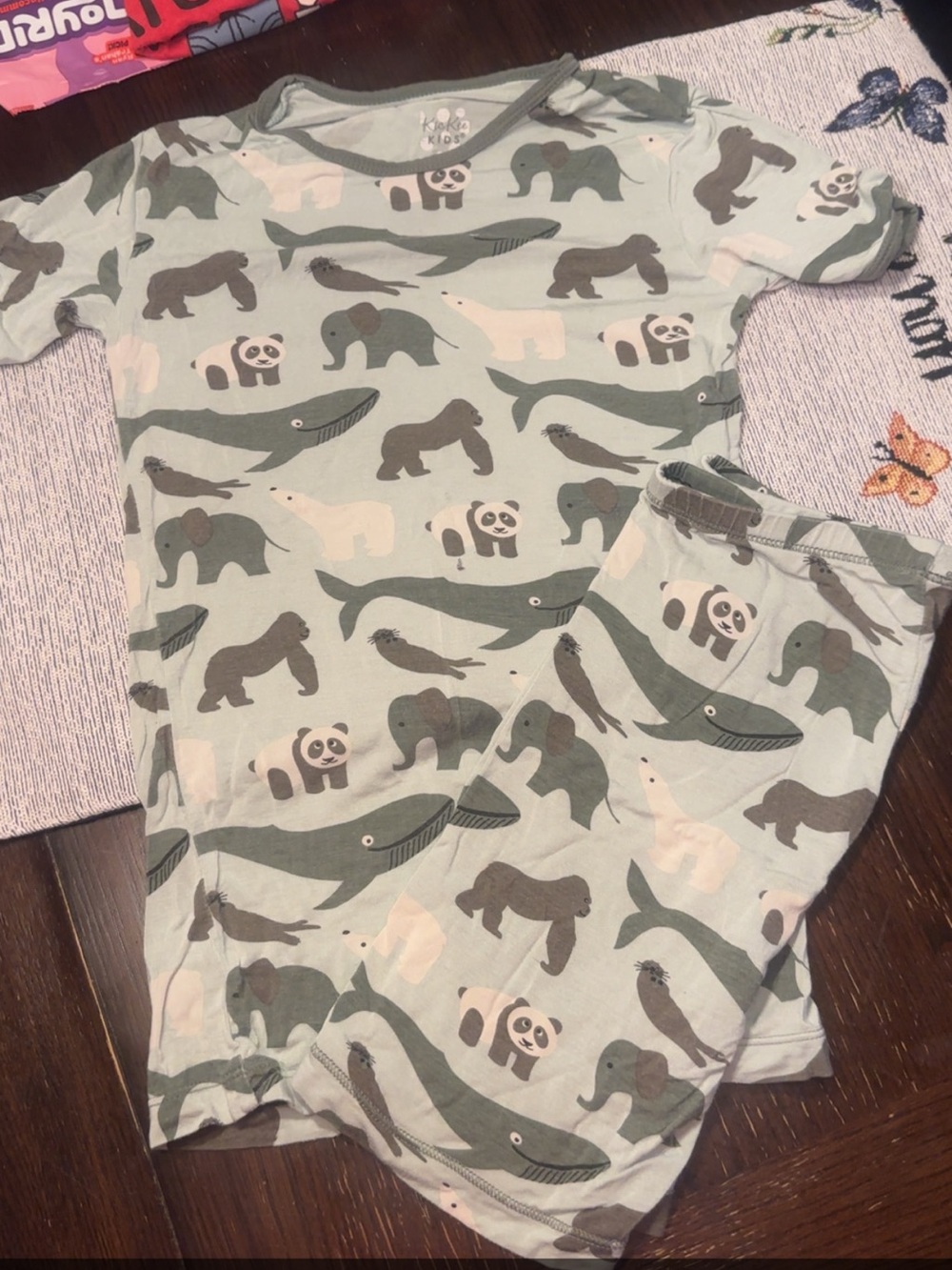 Kickee Pants Seafoam Green Animal Print Pajama Set